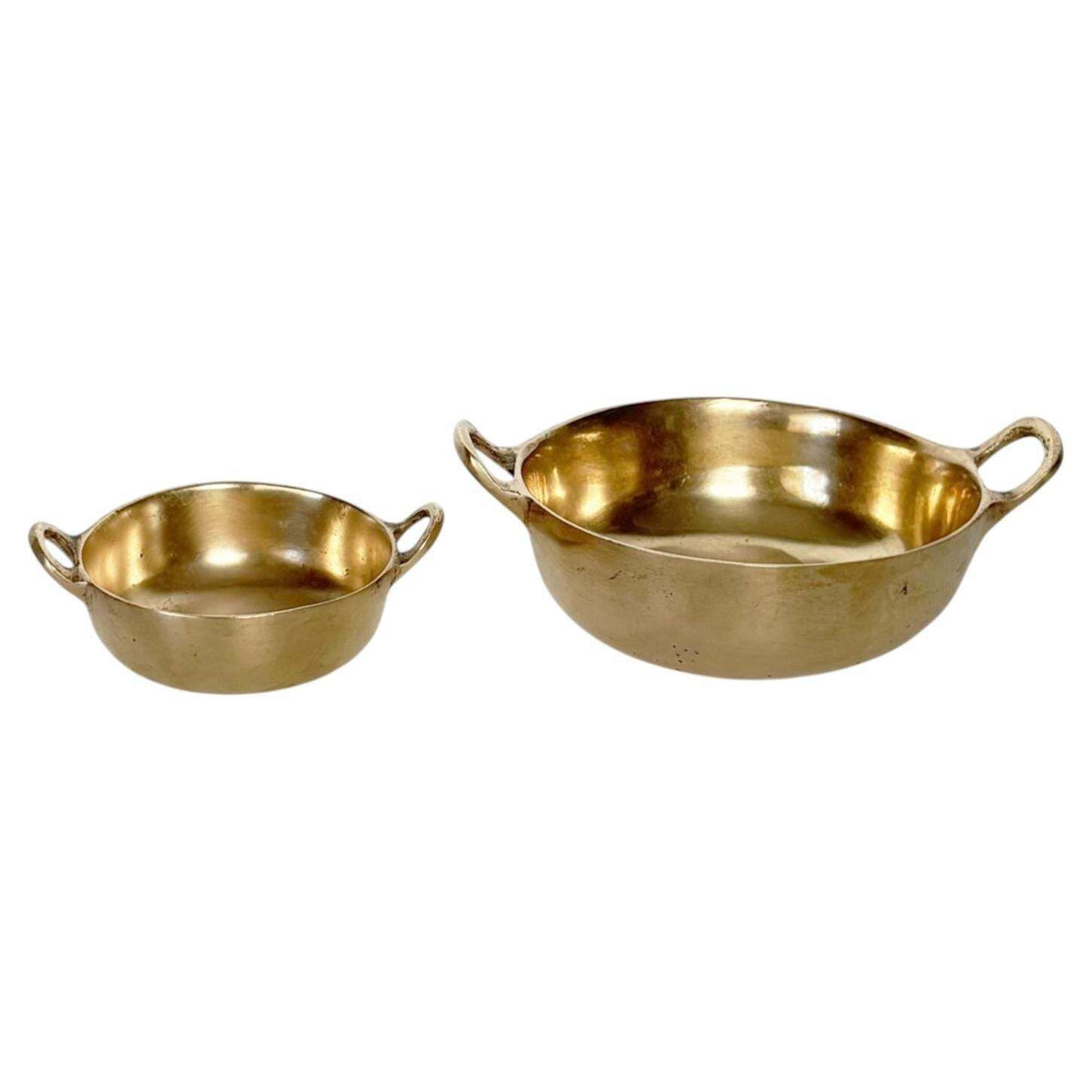Two Brass Trinket Trays, Beautiful Antique Patina, France, 1950
