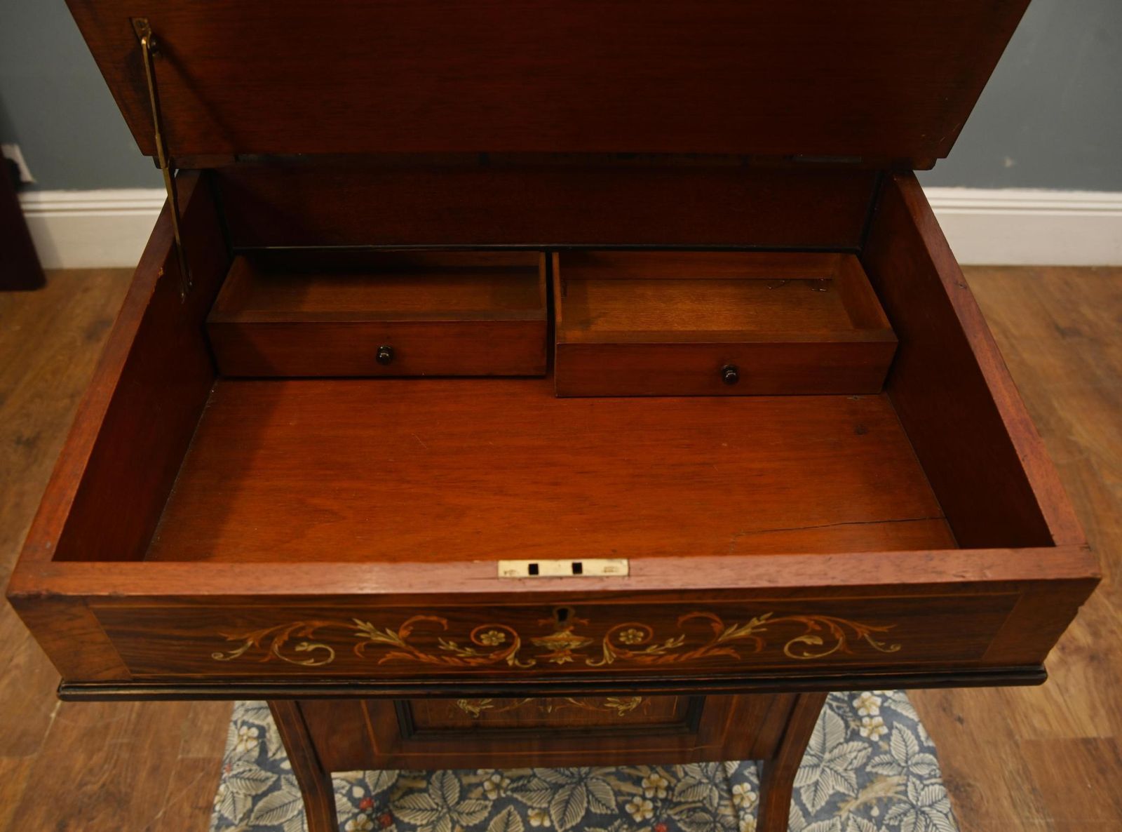 photo for sale Sheraton Revival Davenport Antique Desk Marquetry 1890