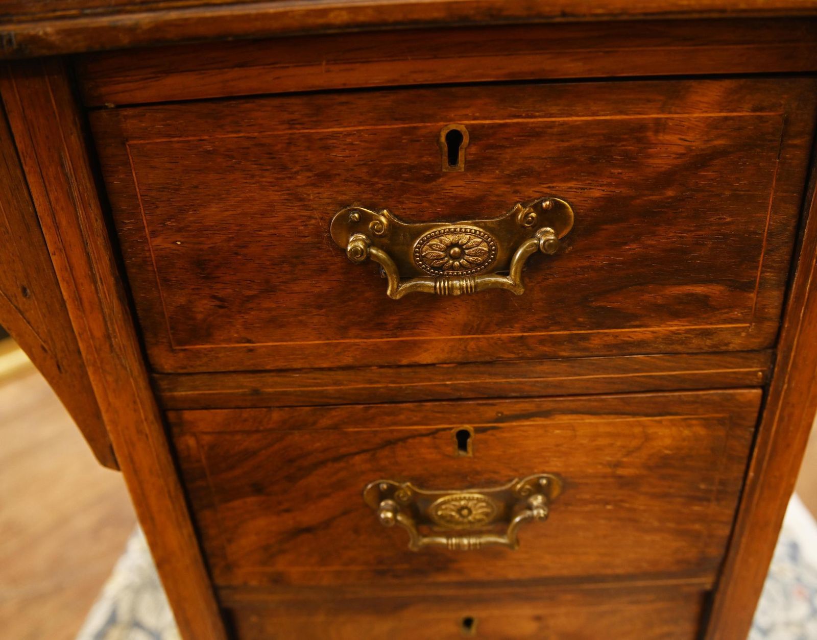 photo vinterior Sheraton Revival Davenport Antique Desk Marquetry 1890