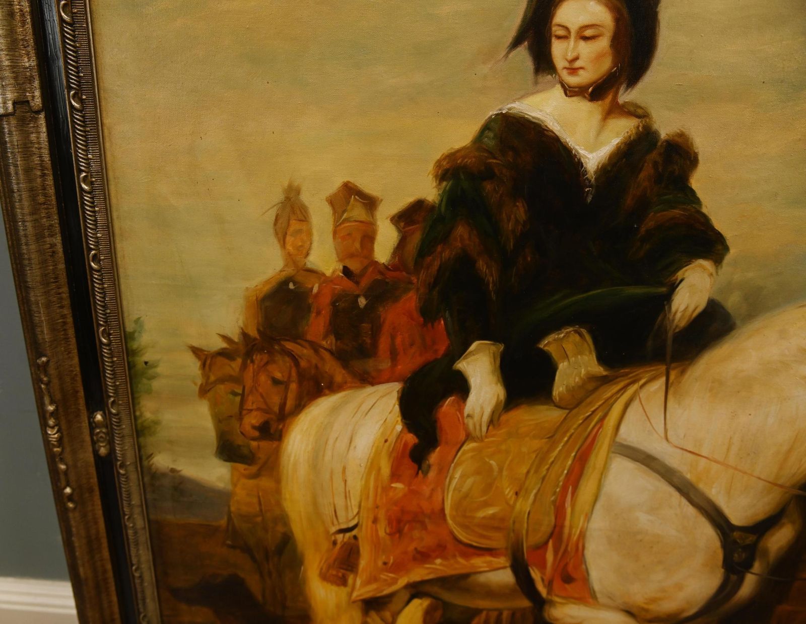 Oil Painting Queen Victorian Horse Back Windsor Castle Park After Edwin Landseer photo Art