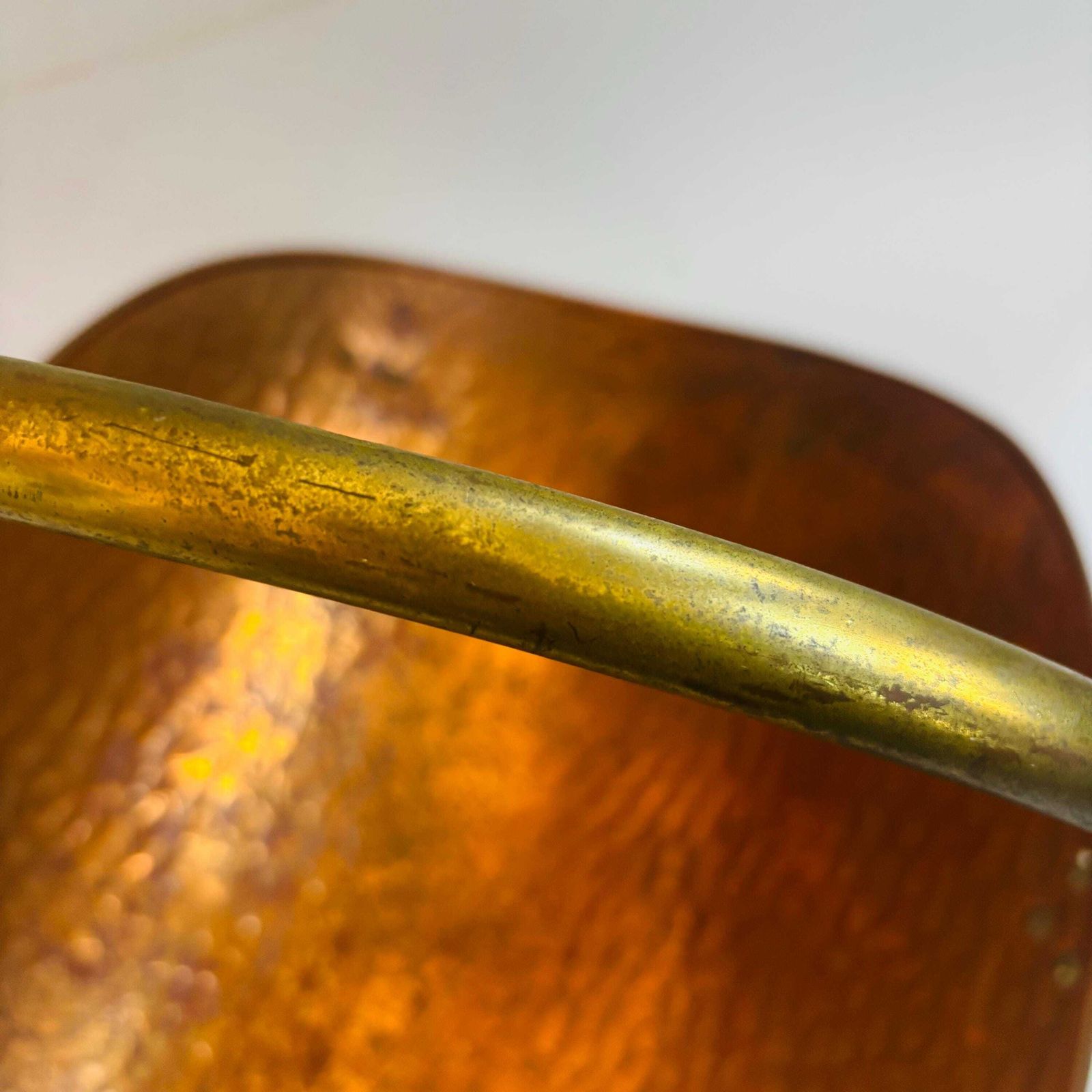 Rare Antique Century English Hammered Copper & Brass Log Layer With Hallmark, C.1870 photo buy