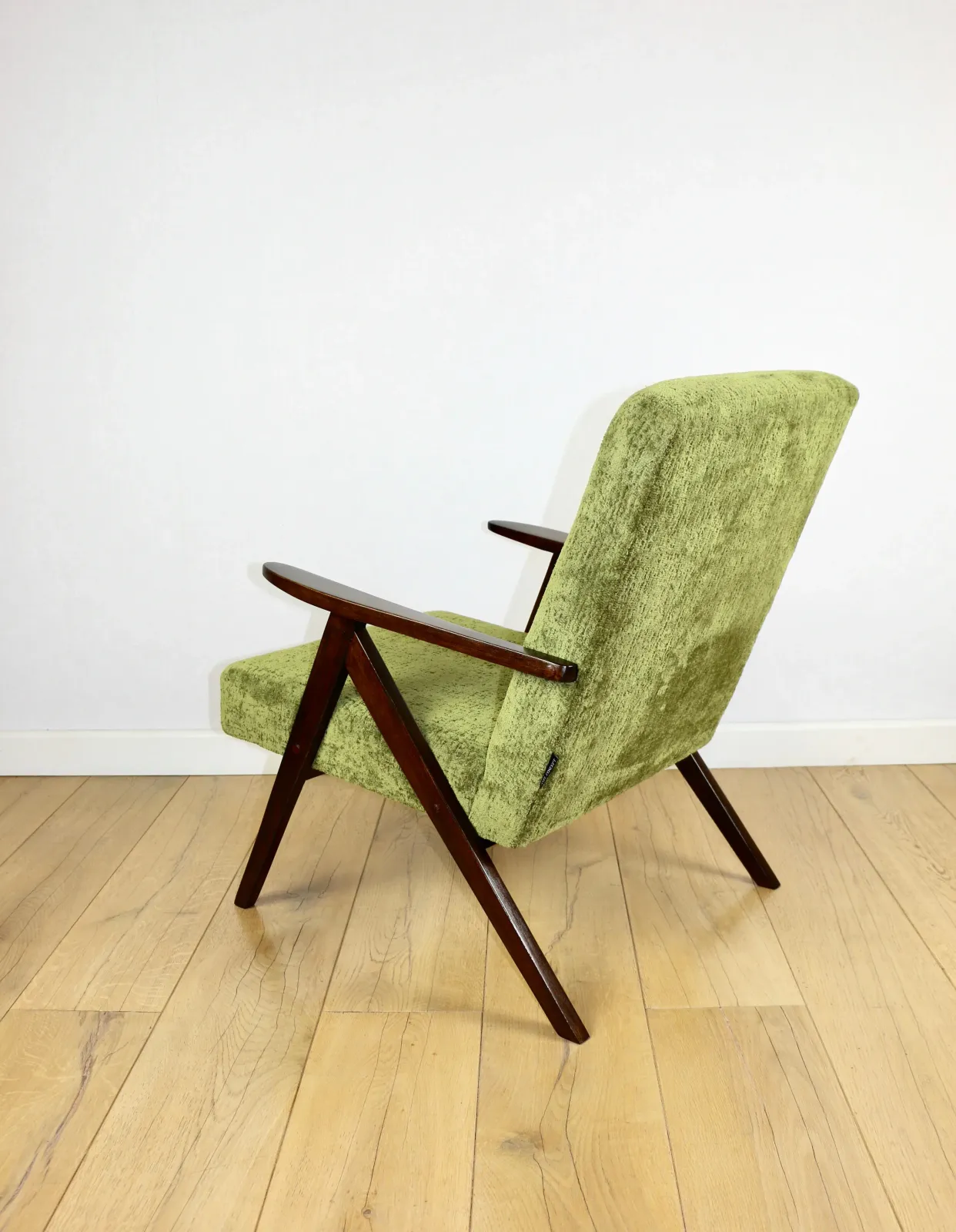 Italian Dining Tableclassic Armchair Var B 310 1960s Vintage Olive Structured Velvet   Dark Wood photo buy