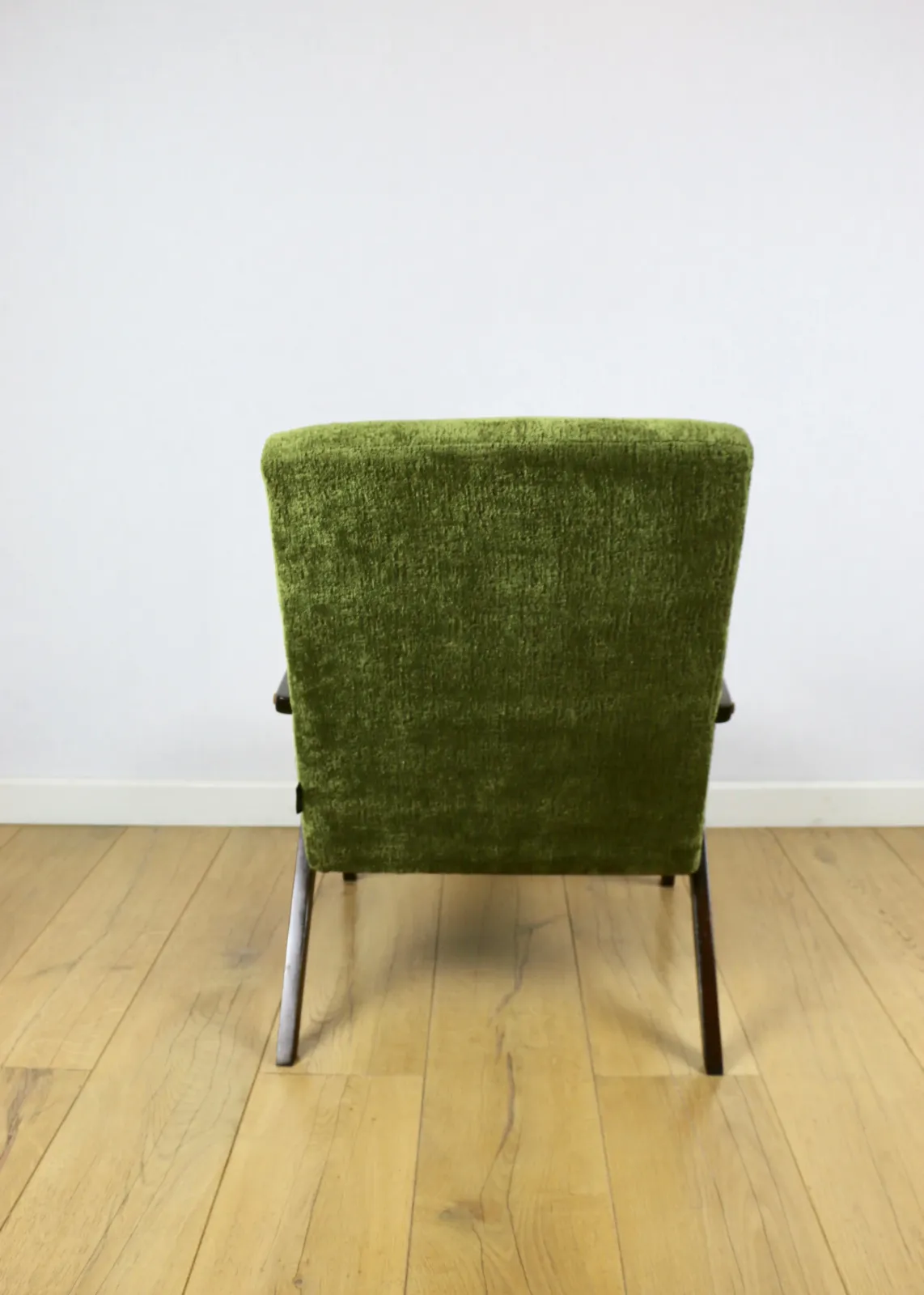 Italian Dining Tableclassic Armchair Var B 310 1960s Vintage Olive Structured Velvet   Dark Wood photo vintage