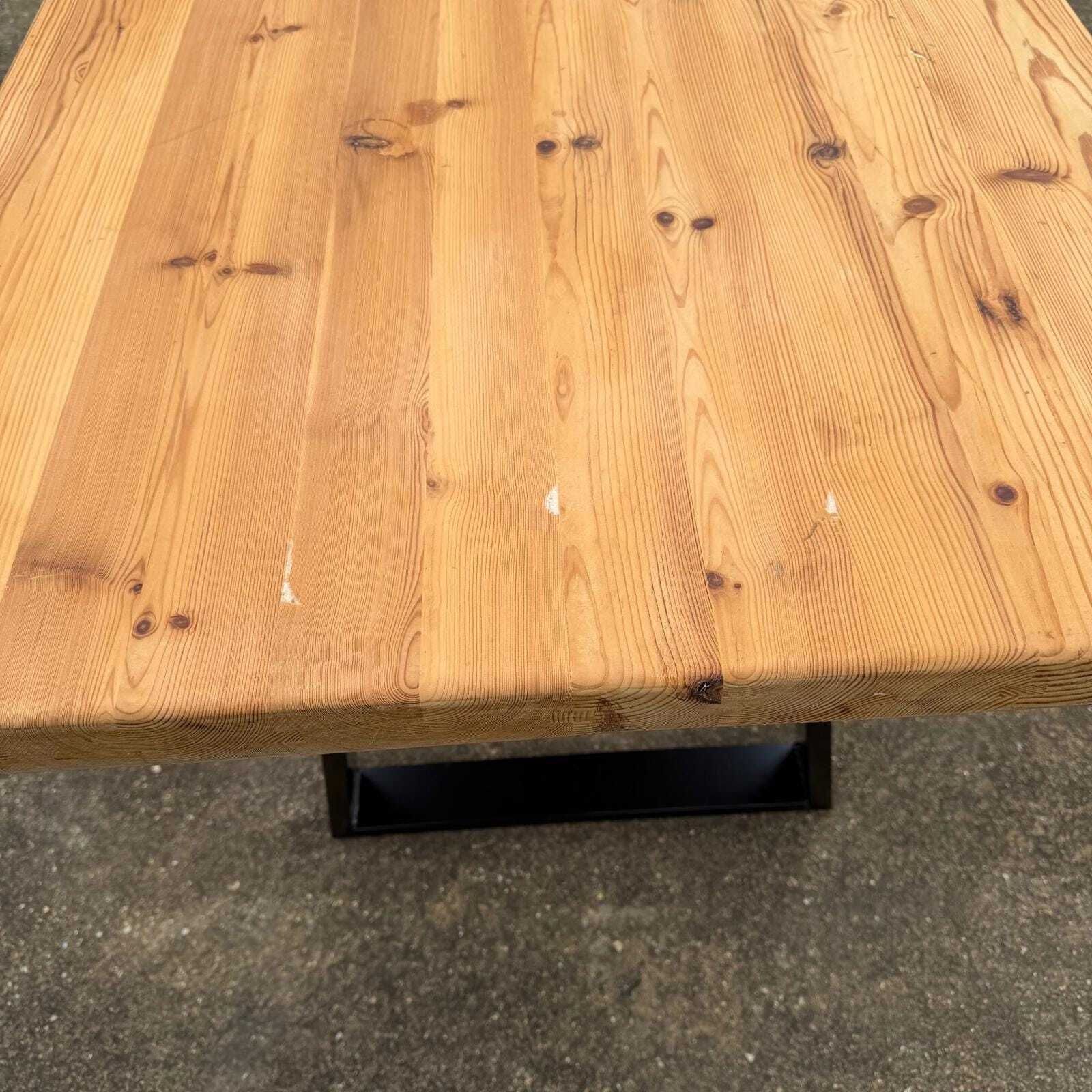 Reclaimed Pine Farmhouse Table Modern Trapezium Metal Industrial Legs Seats 6/8 photo buy