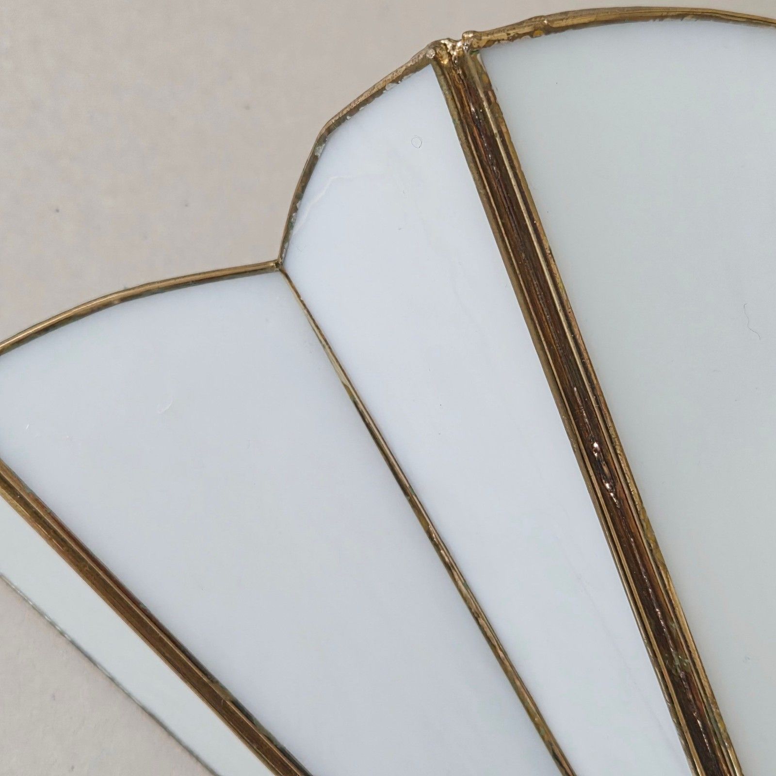 Vintage 1970s Brass & Mother Of Pearl Glass Paste Fan Sconce Art Deco photo buy
