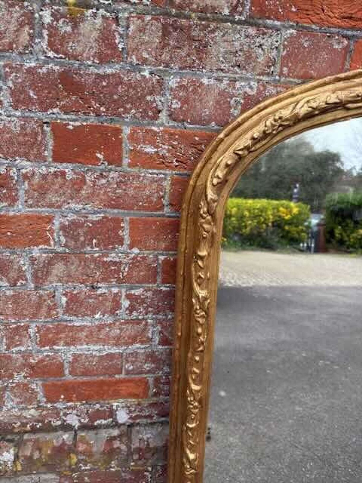 A Stunning Large Antique English 19th C Carved Wood & Gesso Gilt Overmantle Mirror. photo for sale