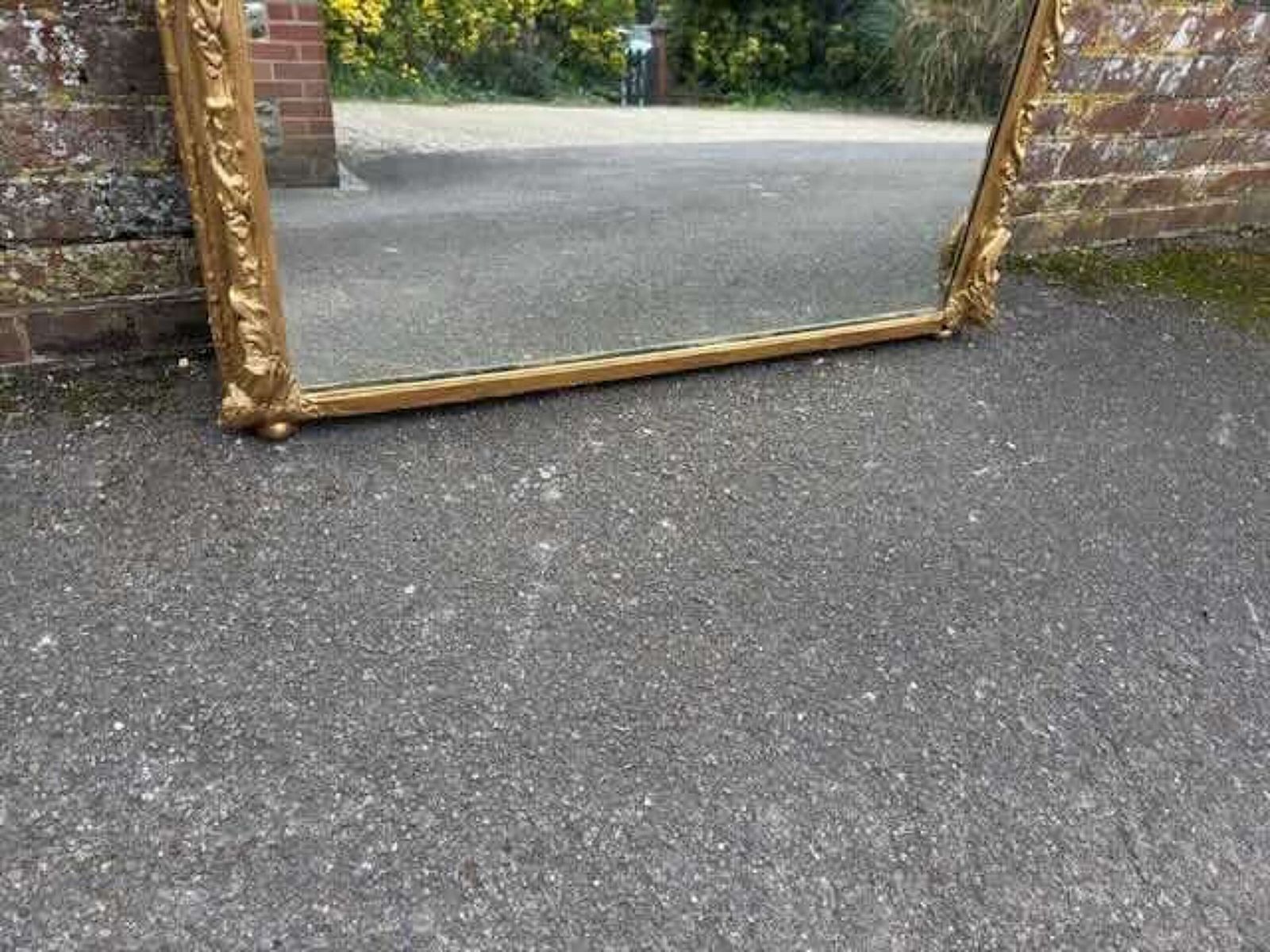 A Stunning Large Antique English 19th C Carved Wood & Gesso Gilt Overmantle Mirror. photo Home Decor