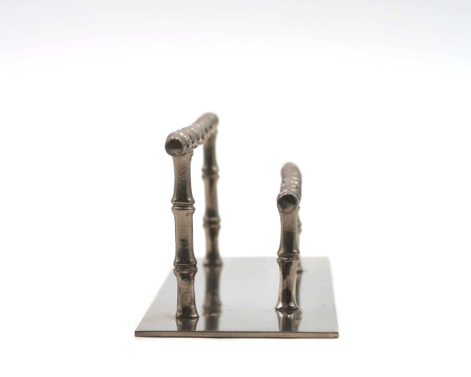 French Silver Metal Bamboo Letter Holder, 1950s / Desk Organizer, Rack, Home Decor photo buy