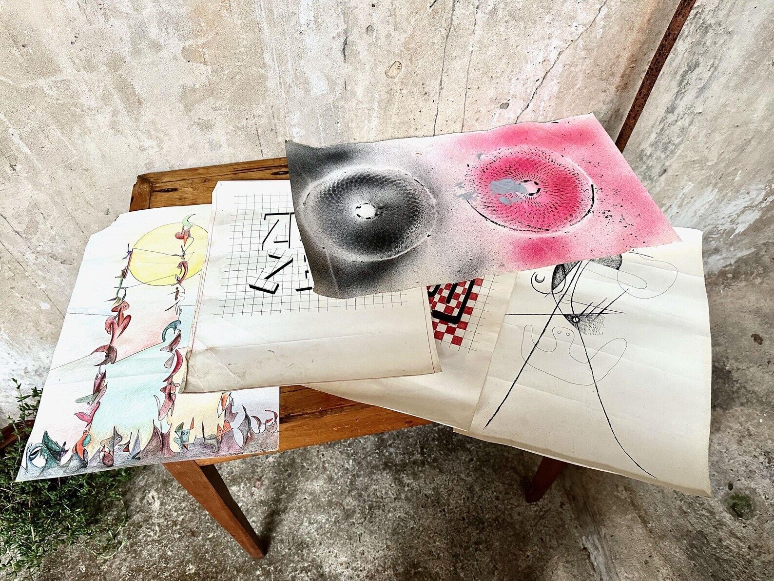Collection Of 1970s Abstract Modern Artworks On Paper   After Miro / Graphics Etc photo furniture
