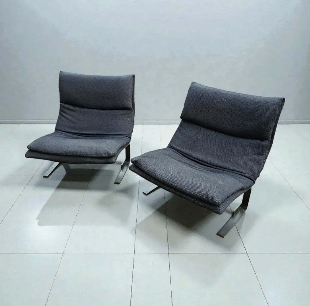 photo furniture Vintage Italian Design Onda Wave Lounge Chairs Fauteuils Giovanni Offredi / Saporiti 1980s