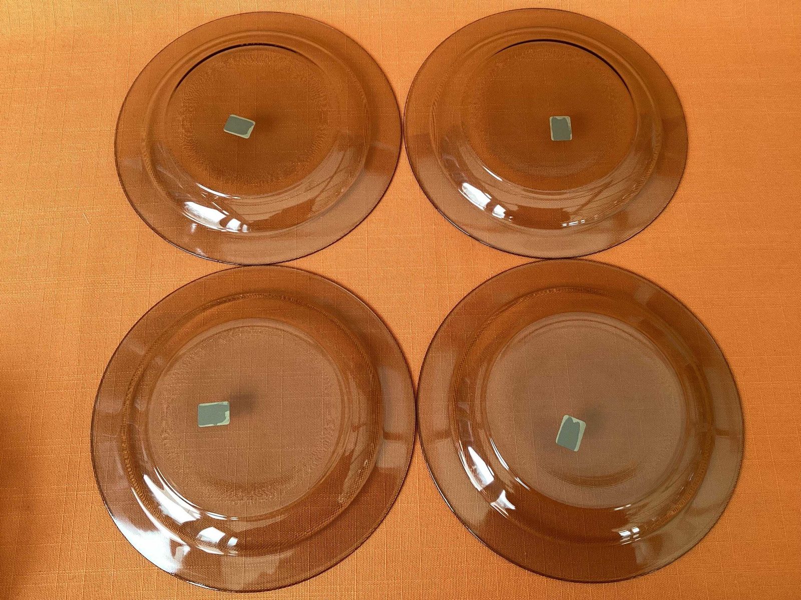 photo vinterior 1980s Arcoroc Fumé Smoked Glass Tea Set, Retro French Cups Saucers Plates