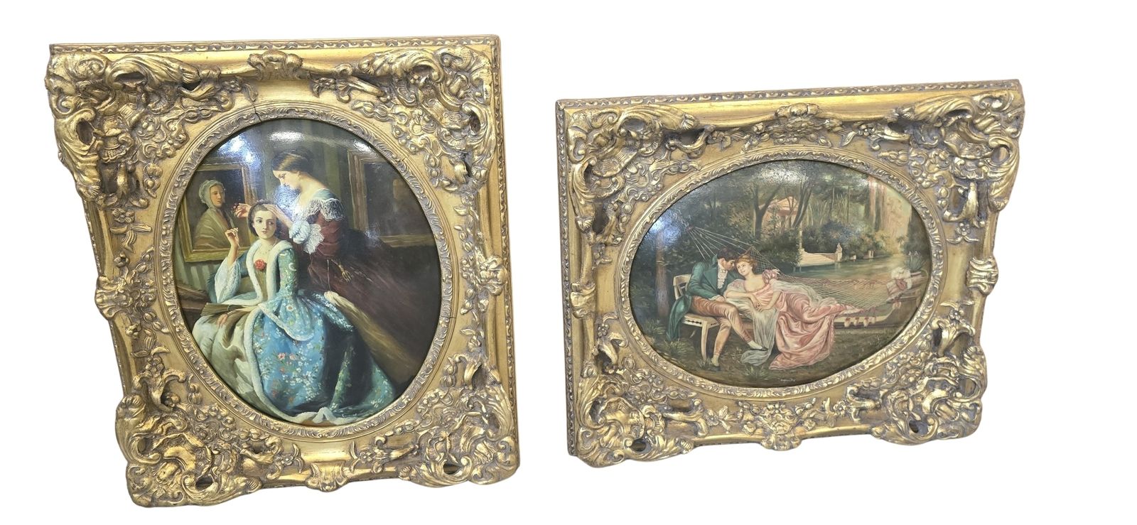 photo furniture Coppia Di Oli Su Tela D'epoca Scene Galanti Settecentesche Firmati