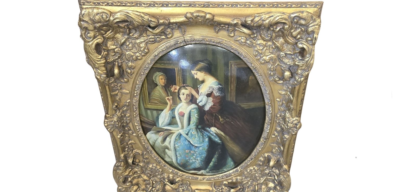 Art Coppia Di Oli Su Tela D'epoca Scene Galanti Settecentesche Firmati photo
