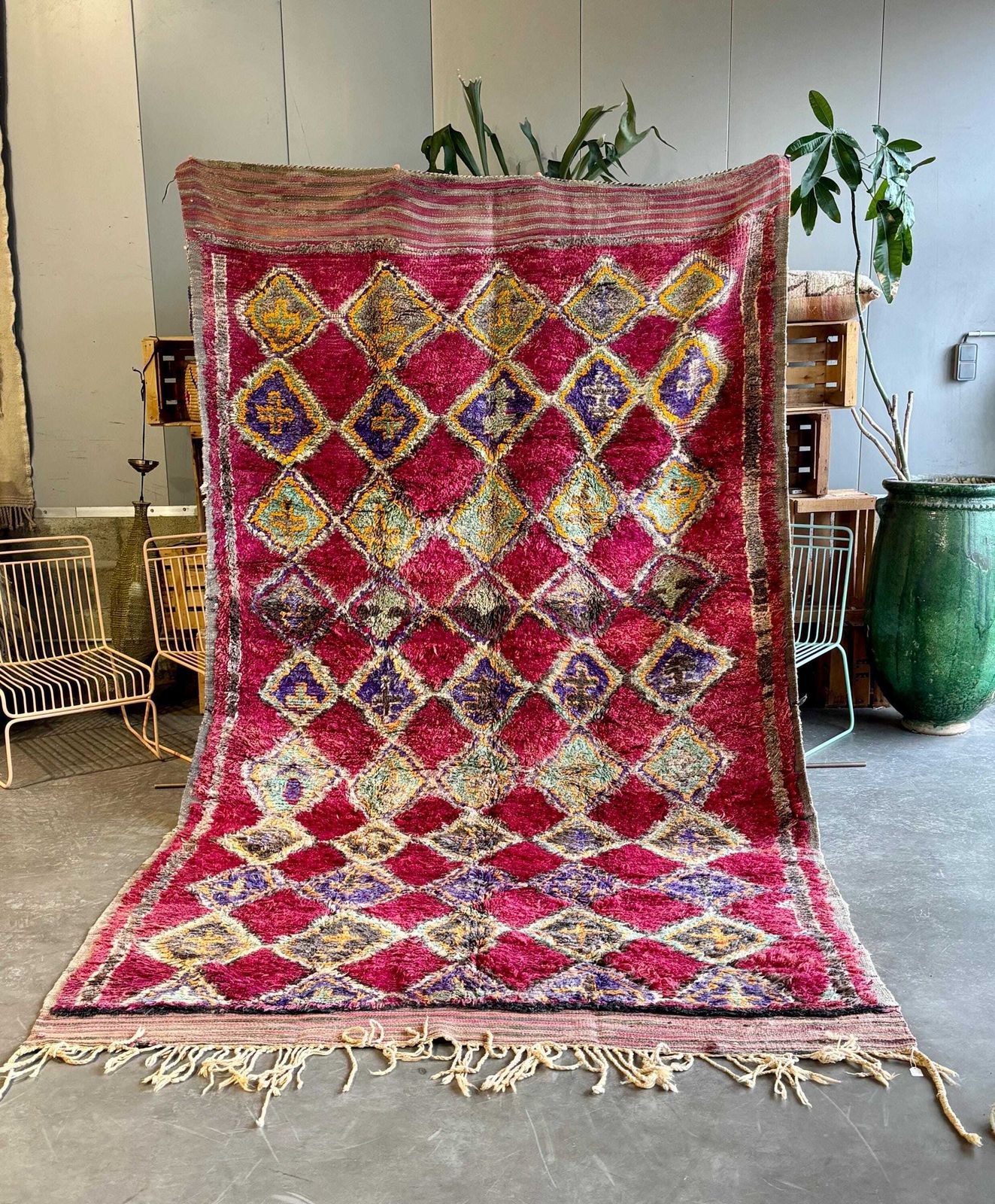 Authentic Vintage Moroccan Talsint Rug 200x350 Cm – Handmade Berber Wool Rug – Rare Tribal Area Rug – Authentic Moroccan Carpet