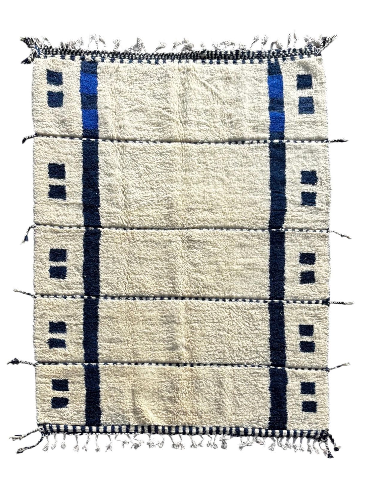 Handmade Moroccan Mrirt Wool Rug 210x310 Cm– White Minimal Geometric Design – Luxury Berber Area Rug – Modern Boho Home Decor photo furniture