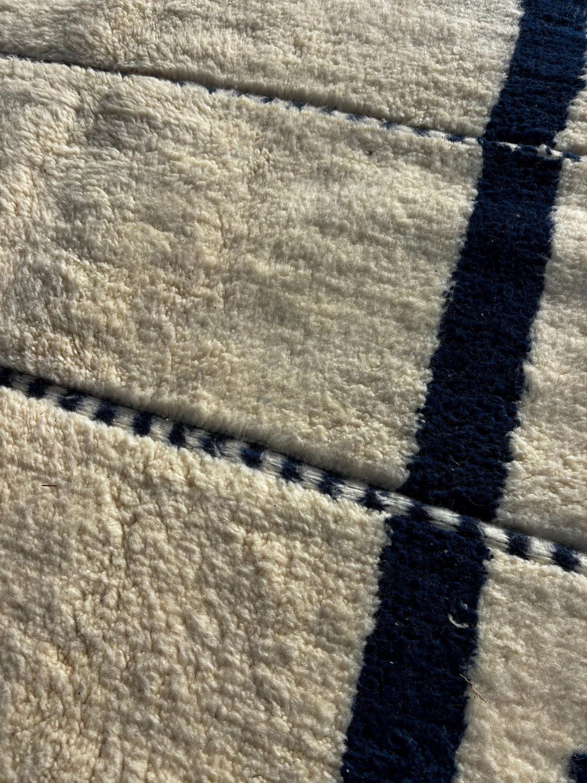 Handmade Moroccan Mrirt Wool Rug 210x310 Cm– White Minimal Geometric Design – Luxury Berber Area Rug – Modern Boho Home Decor photo buy