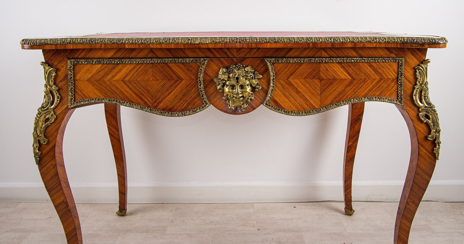Antique French Kingwood Writing Table Ormolu Mounts Bacchus Mask Louis XV Style C1880 photo Furniture