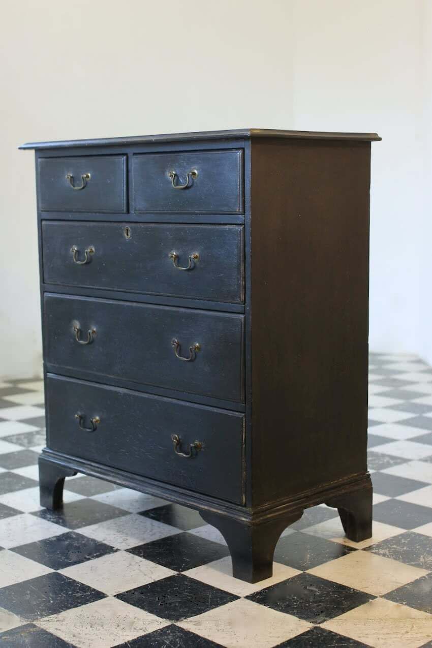 Georgian Black Tall Pine Chest Of Drawers photo Furniture