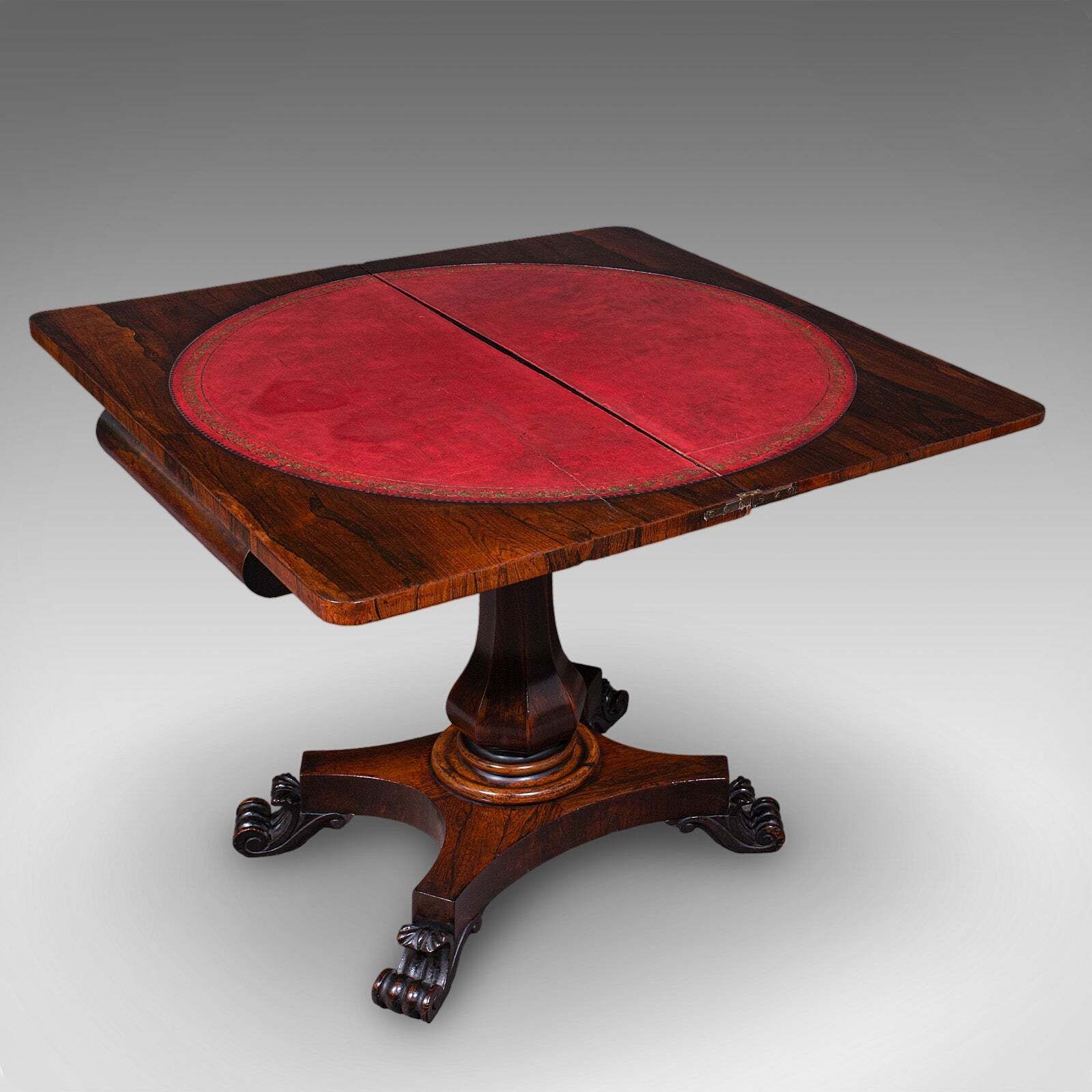 Antique Fold Over Card Table, English, Games, Console, Bridge, Early Victorian
