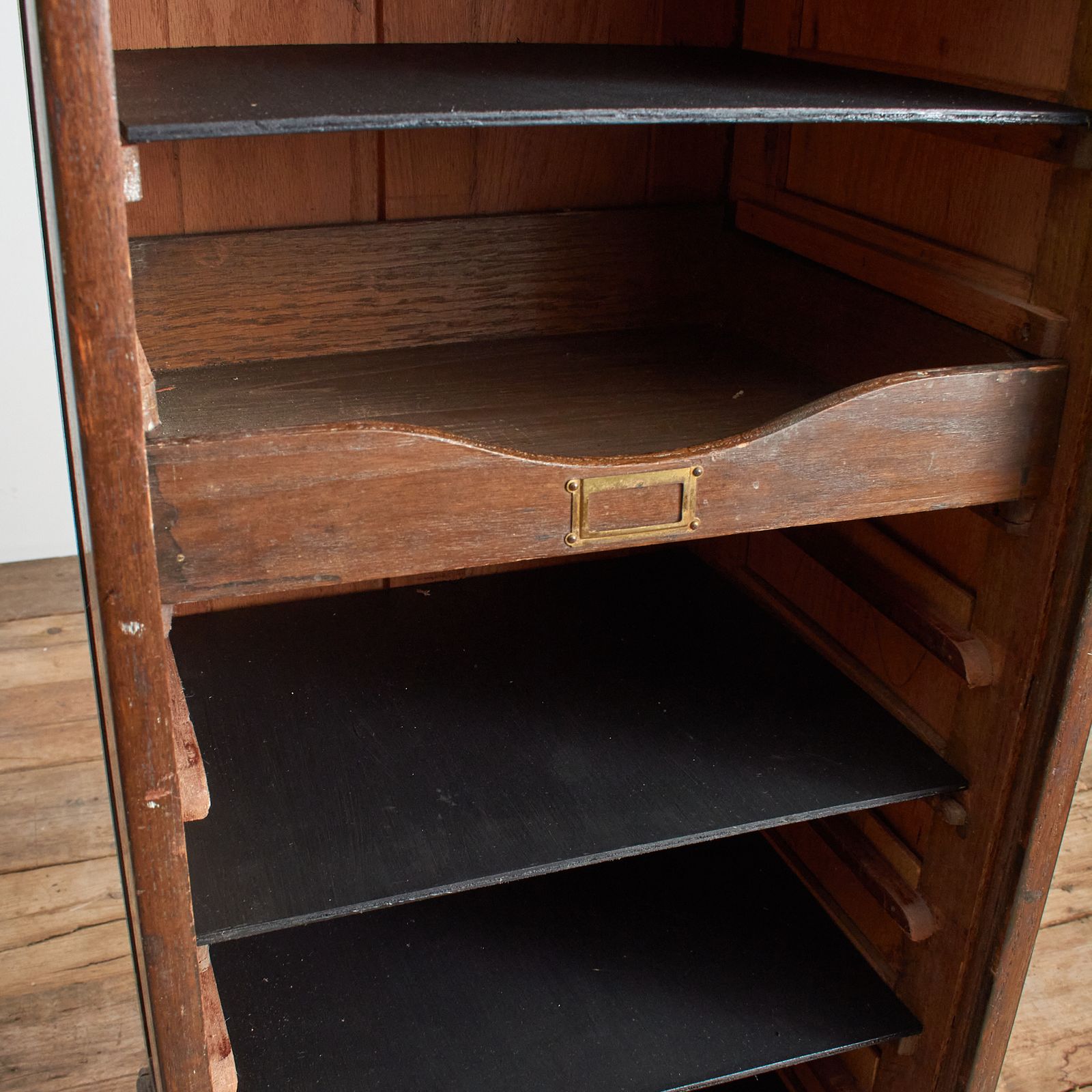 543.0 Antique French Single Oak Tambour Filing Cabinet photo