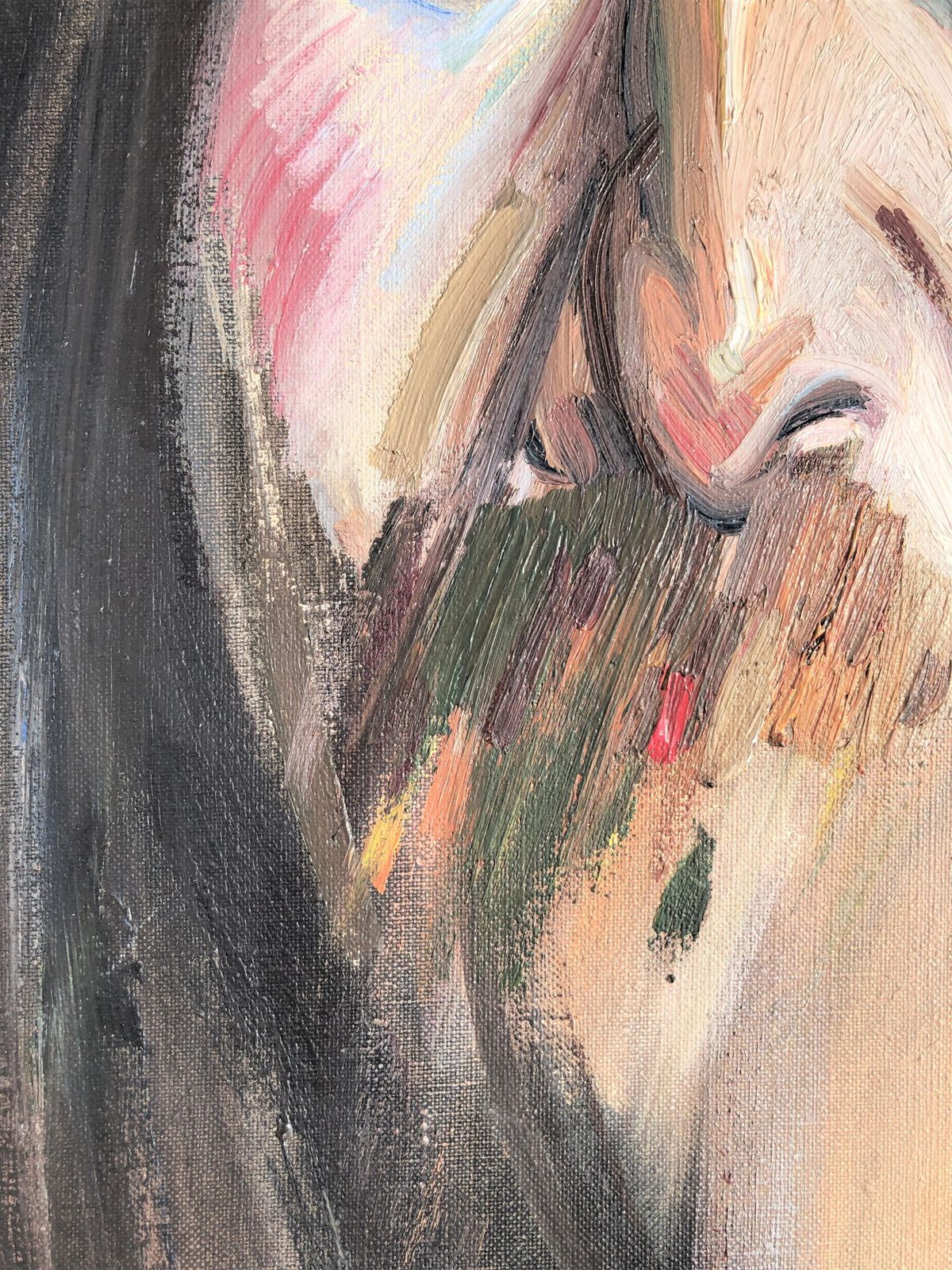 Joan Cruspinera Spanish Expressionist Self Portrait Painting Figurative Oil On Canvas Europe 1973. photo vinterior