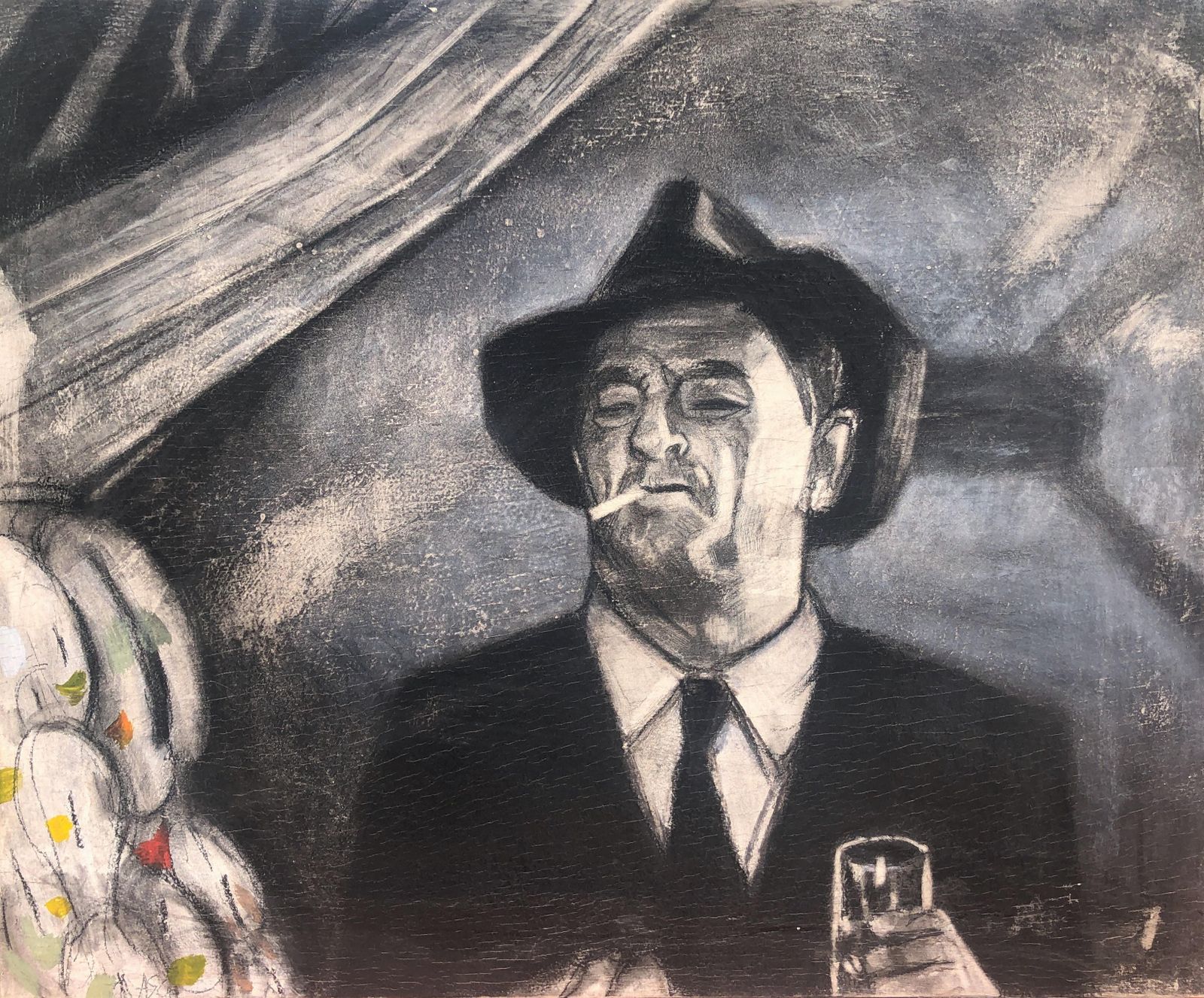 Santiago Perez Cordoba Film Noir Robert Mitchum Portrait Painting Farewell My Lovely 1970s Hollywood C.1990.