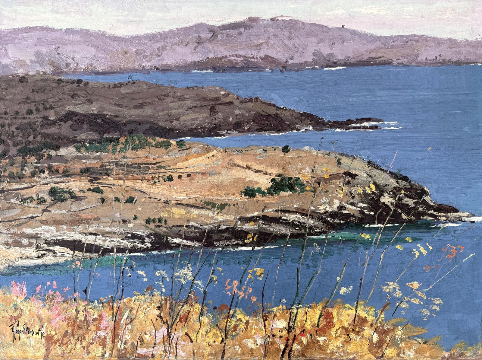 Jordi Pagans Montsalvatje Mediterranean Coastal Landscape Near Cadaqués Port Lligat Costa Brava Oil Spain 1975
