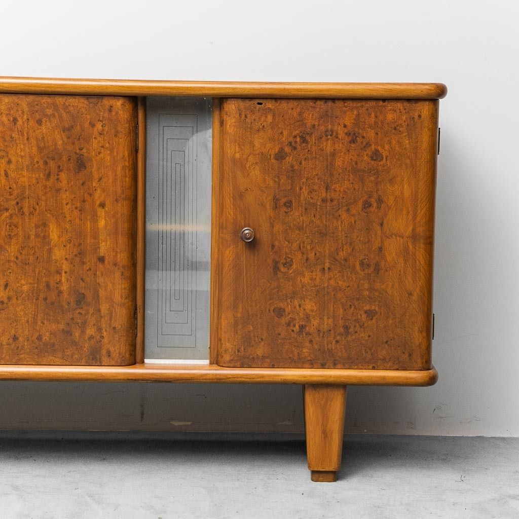 Vintage Walnut Burl Sideboard With Decorative Inserts From The 1940s photo furniture