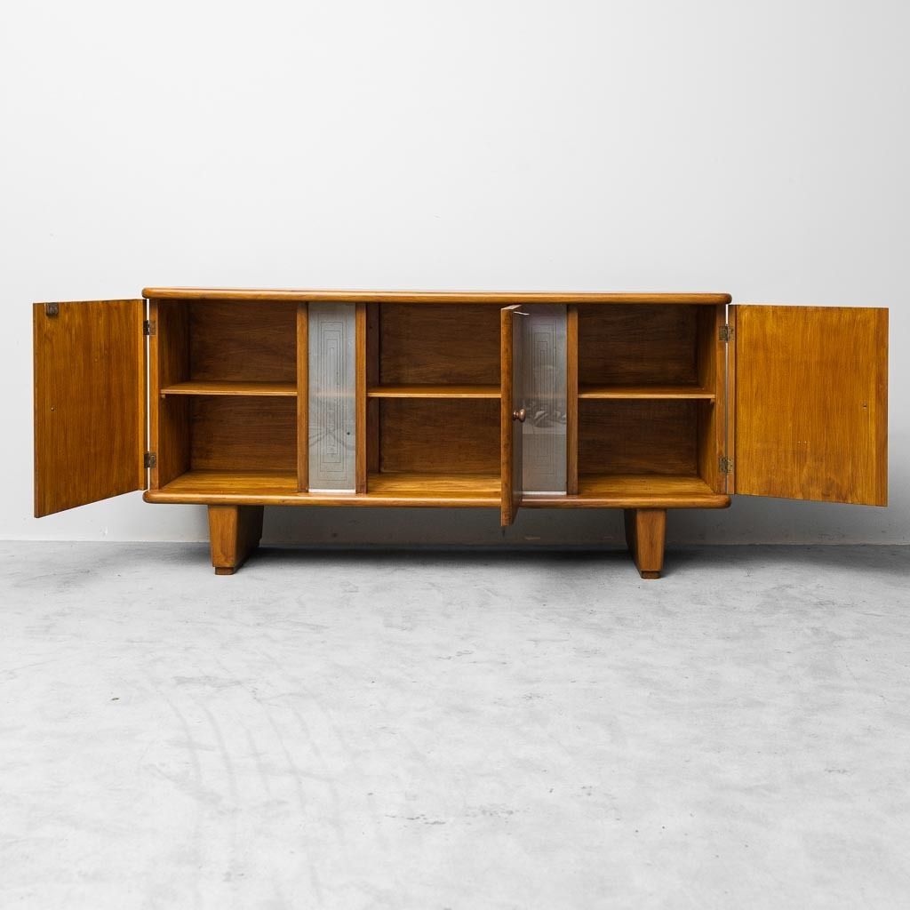 1207.0 Vintage Walnut Burl Sideboard With Decorative Inserts From The 1940s photo