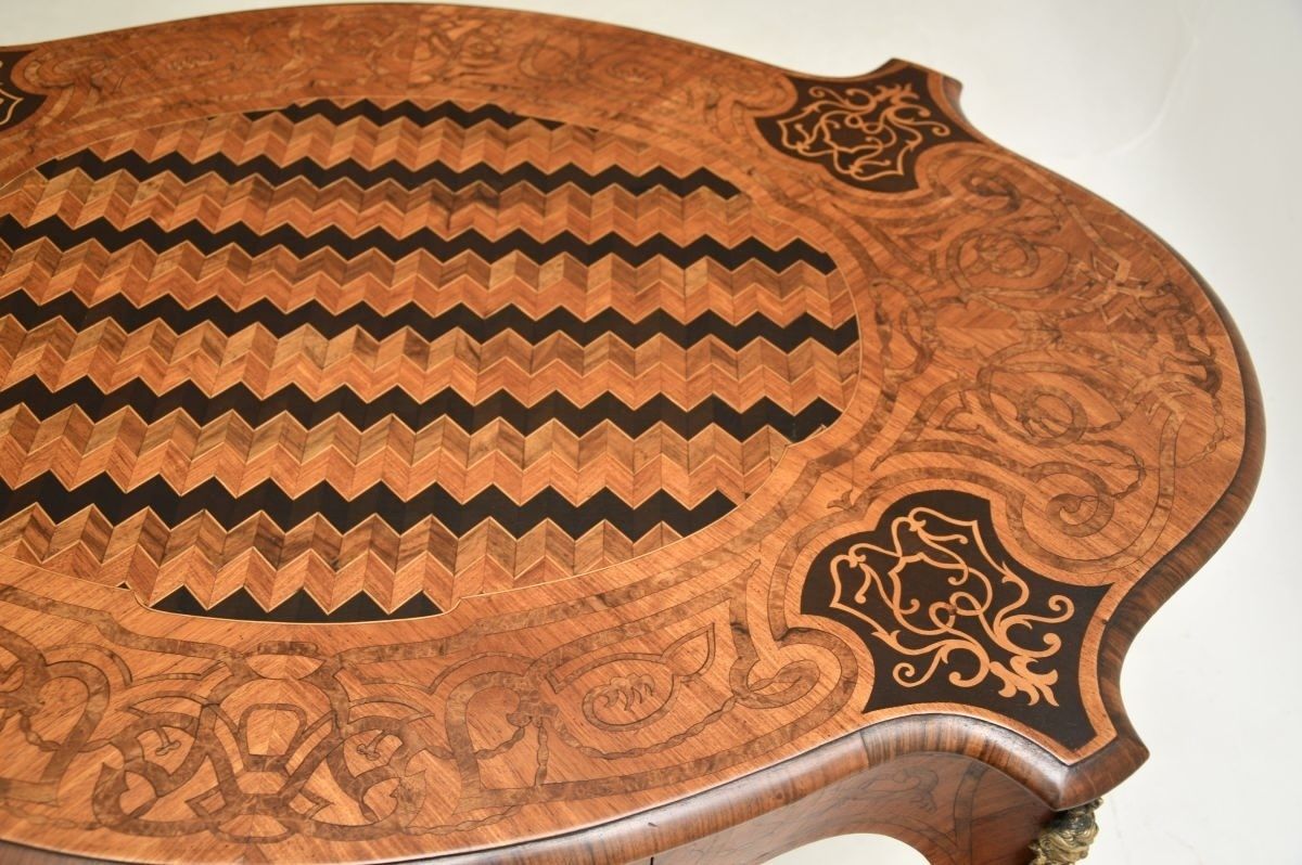 Furniture Antique French Inlaid Bureau Plat Desk photo