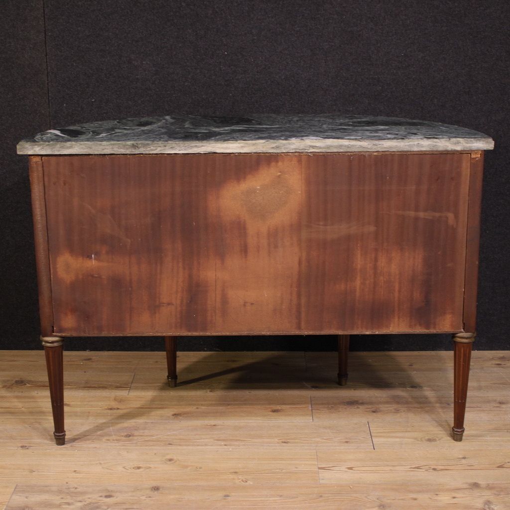 French Louis XVI Style Half Moon Commode With Marble Top photo vinterior