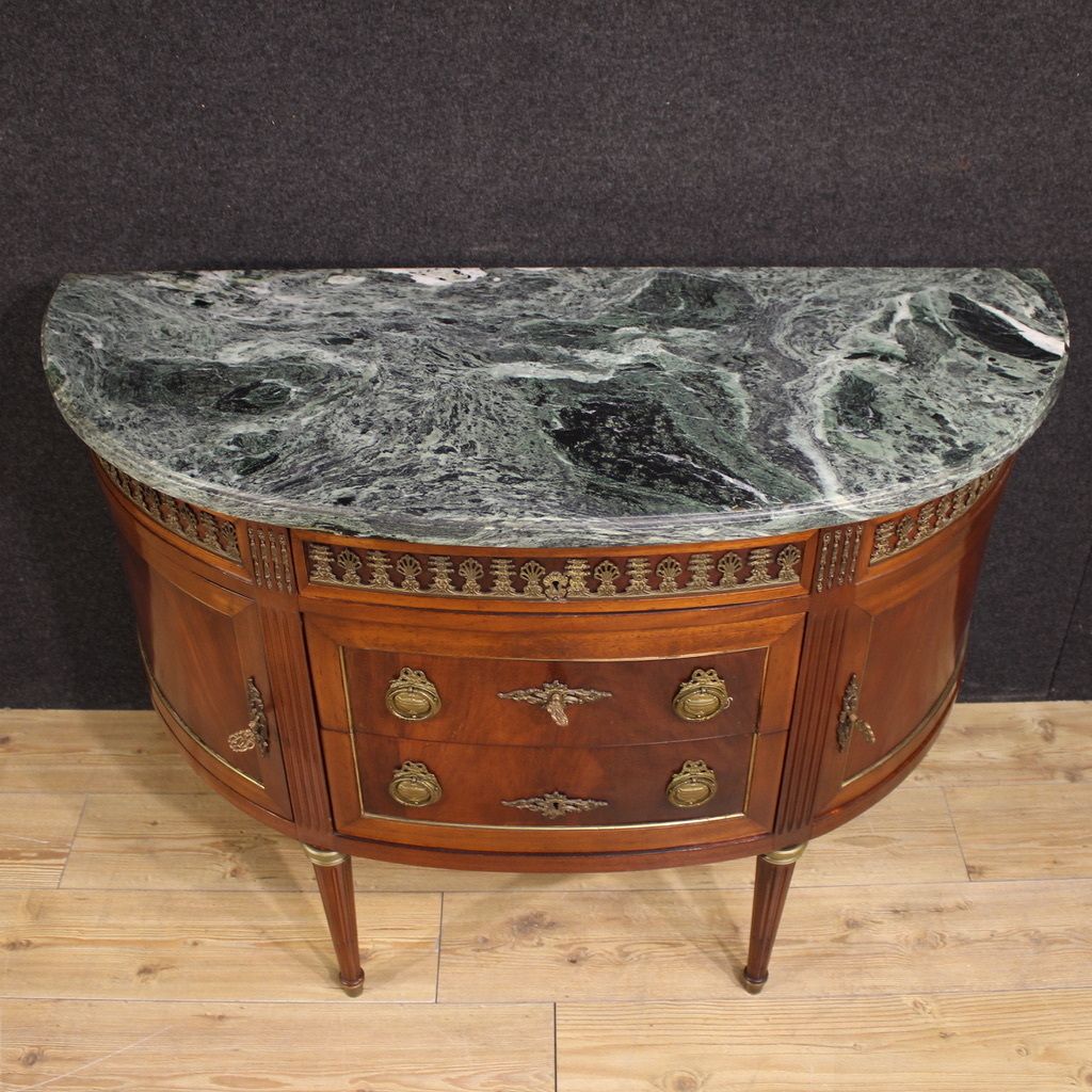 photo furniture French Louis XVI Style Half Moon Commode With Marble Top