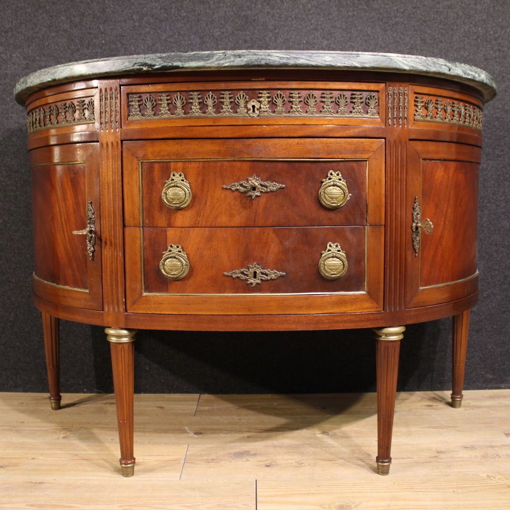 photo buy French Louis XVI Style Half Moon Commode With Marble Top