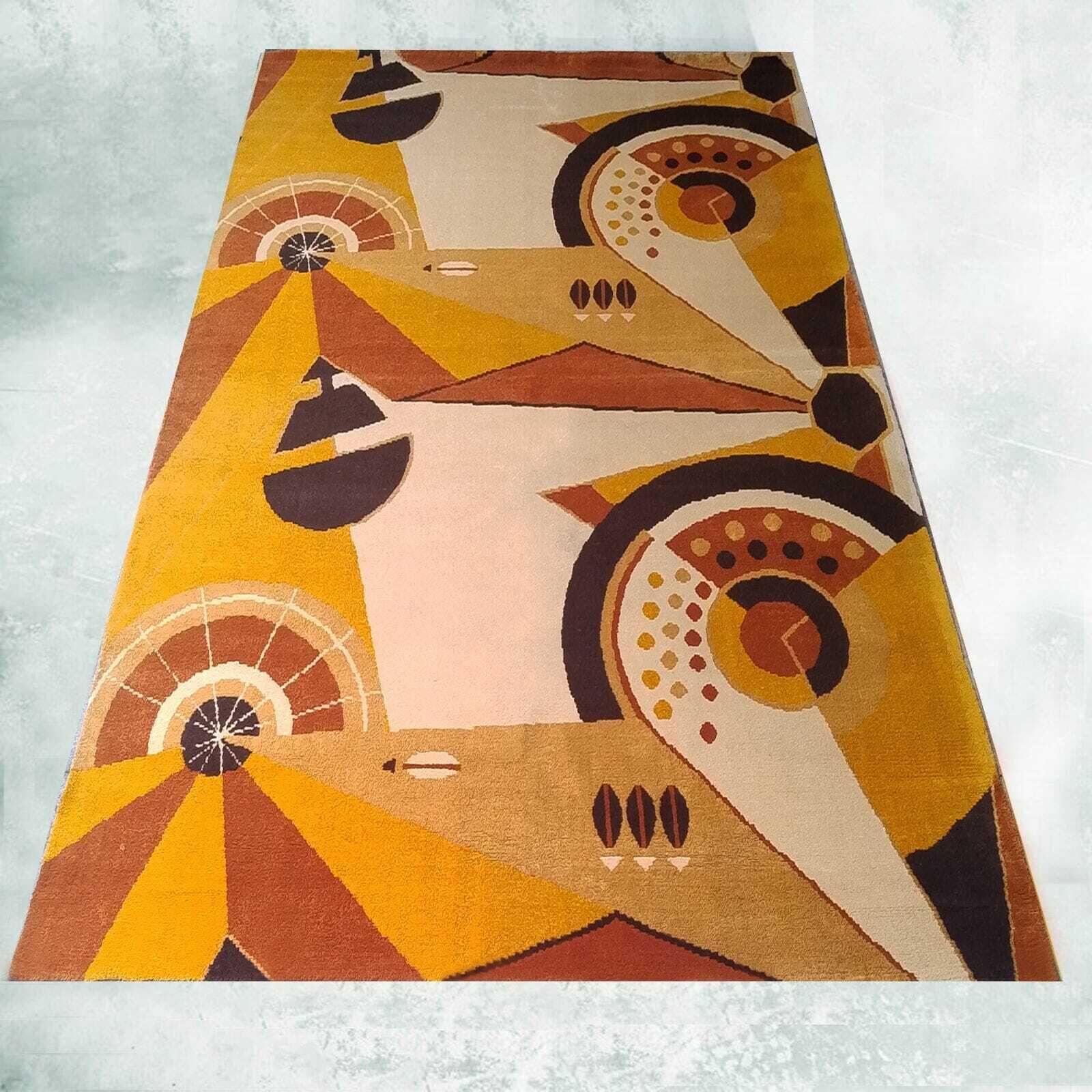 1950s Extremely Rare Pair Of French Constructivist Pure Wool Rugs / Tapestries photo buy