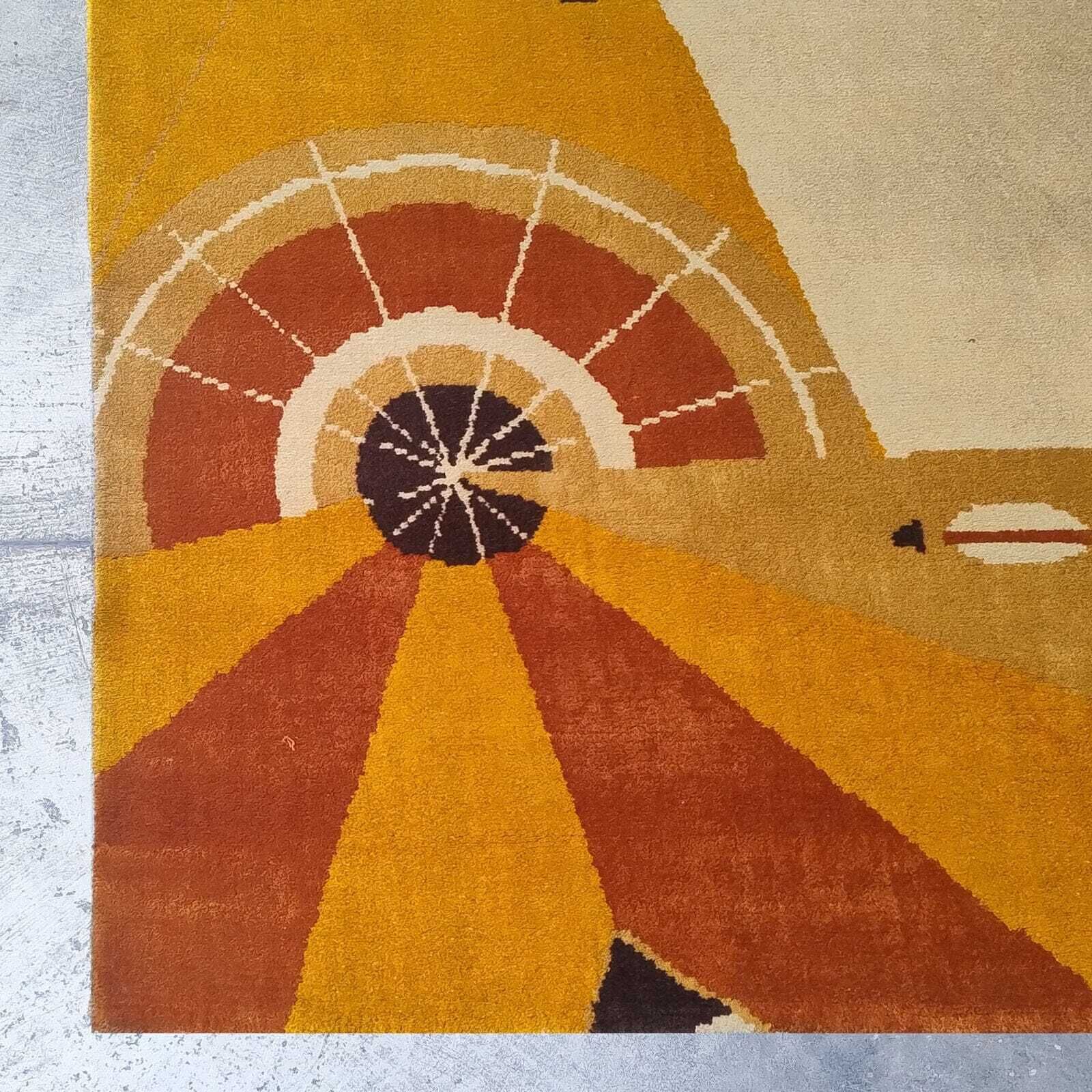 Textiles 1950s Extremely Rare Pair Of French Constructivist Pure Wool Rugs / Tapestries photo