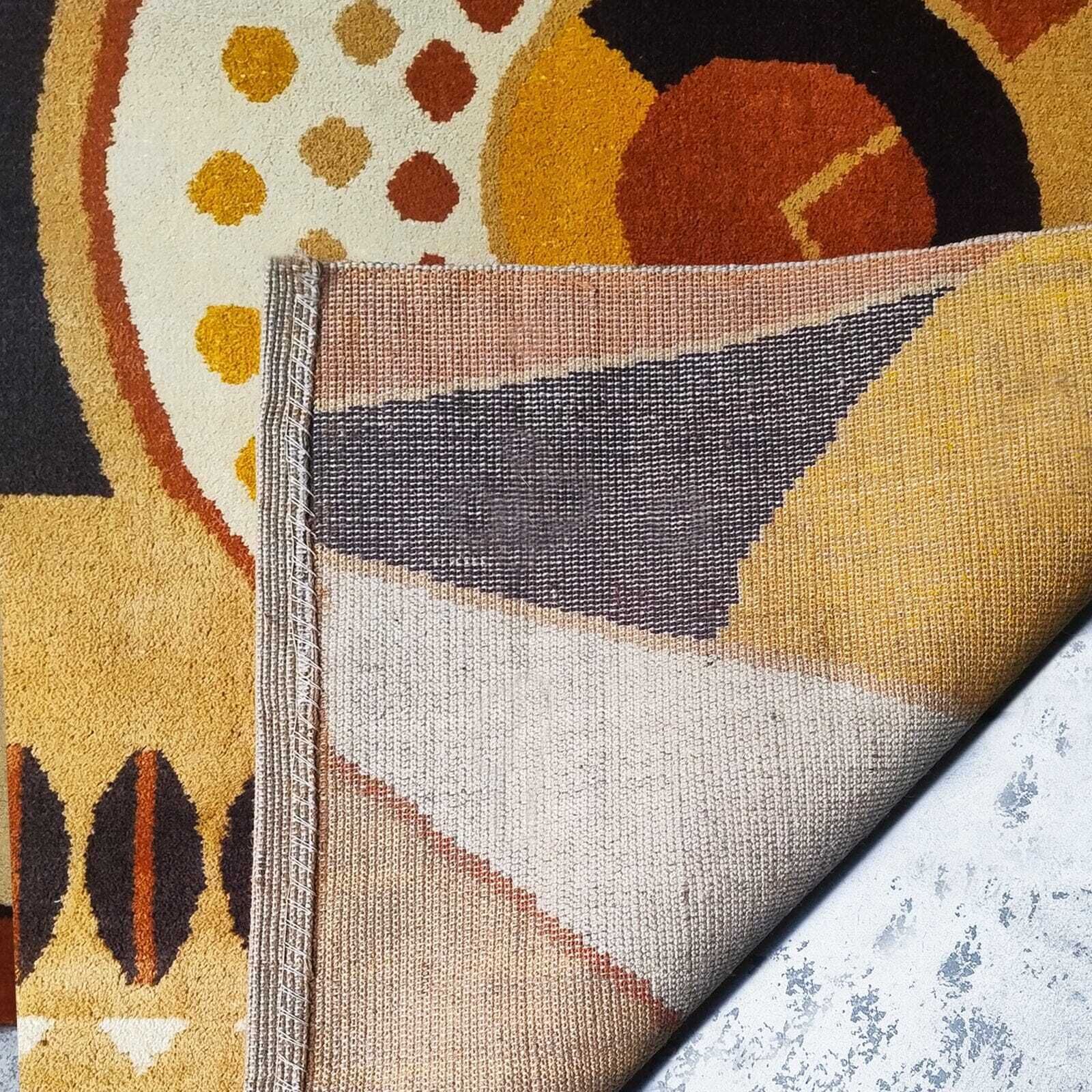 photo vintage 1950s Extremely Rare Pair Of French Constructivist Pure Wool Rugs / Tapestries