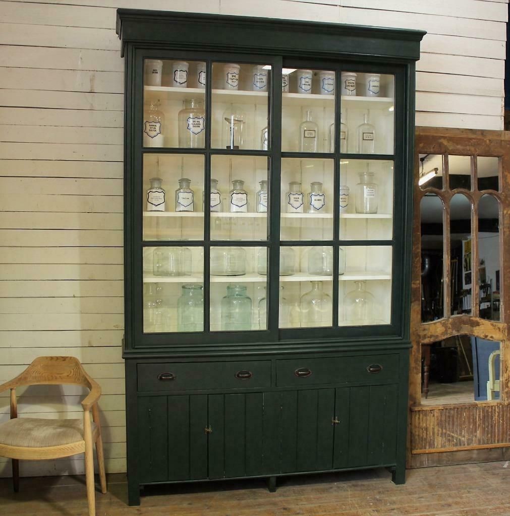 Large Old Painted Victorian Shop Display Cabinet Dresser Vintage Salvage Chippy