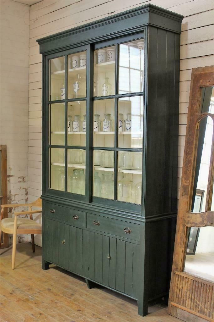 Large Old Painted Victorian Shop Display Cabinet Dresser Vintage Salvage Chippy photo furniture