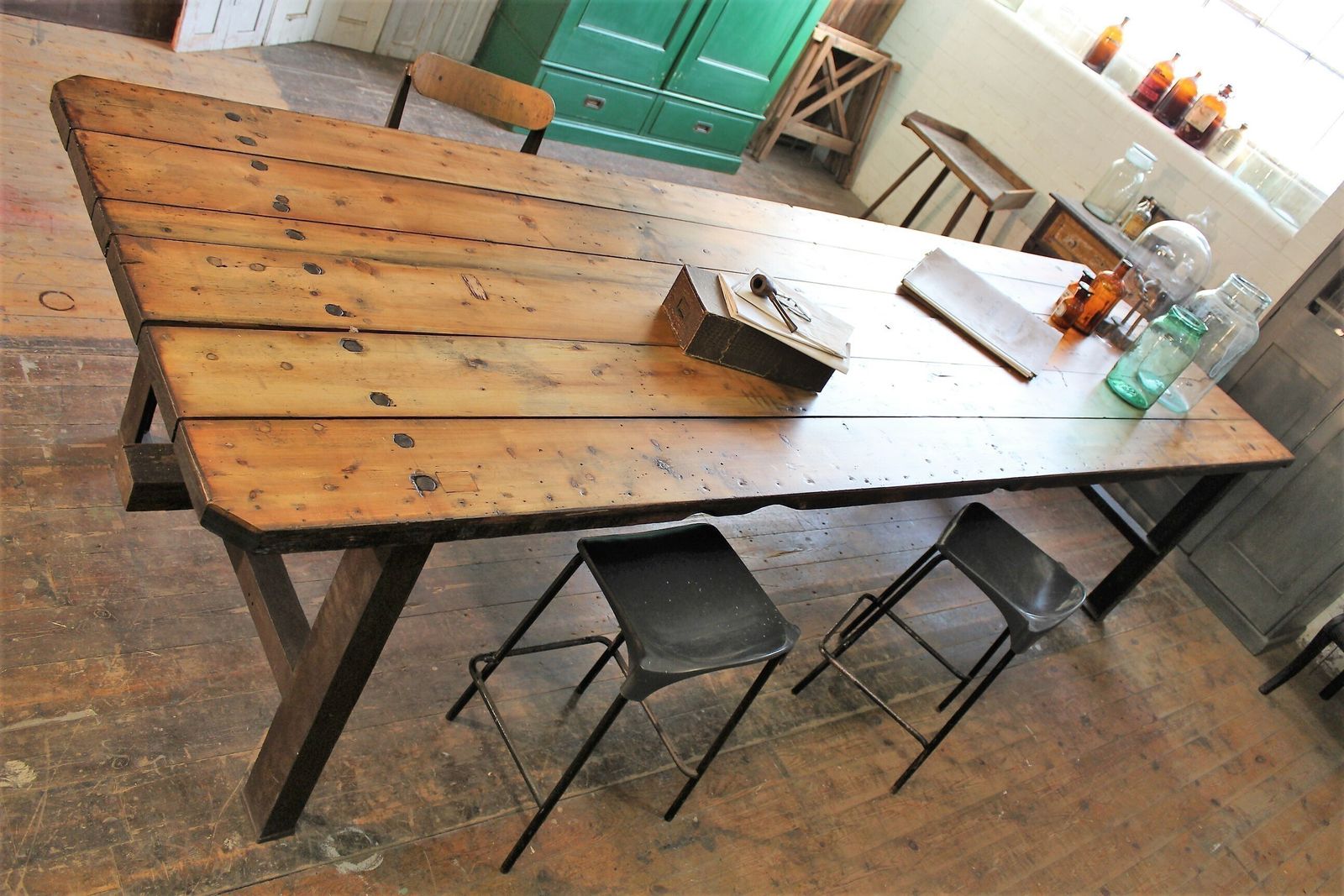 5000.0 2 X Large Old Mill Table/Kitchen Island Vintage Industrial Salvage Restaurant Bar photo