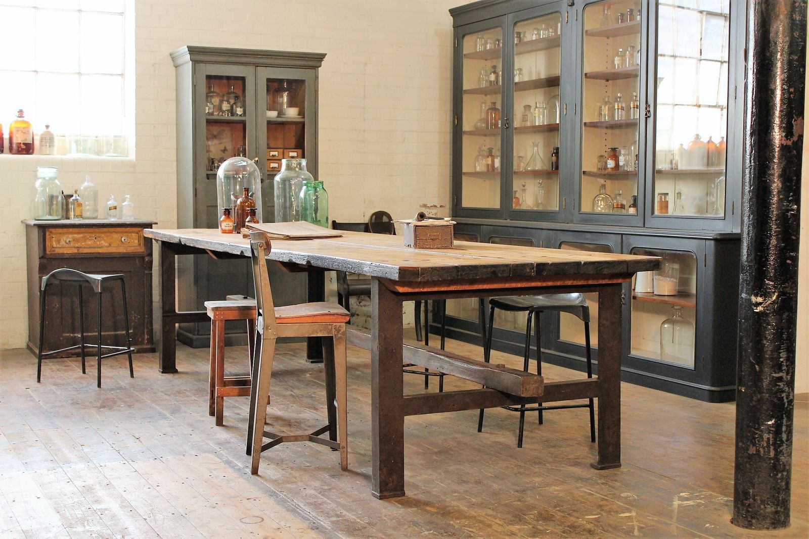 photo buy 2 X Large Old Mill Table/Kitchen Island Vintage Industrial Salvage Restaurant Bar