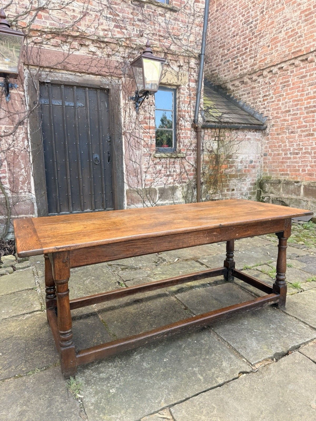 Antique English Country Rustic Farmhouse Refectory  Kitchen Dining Table C1850 photo 1099.0