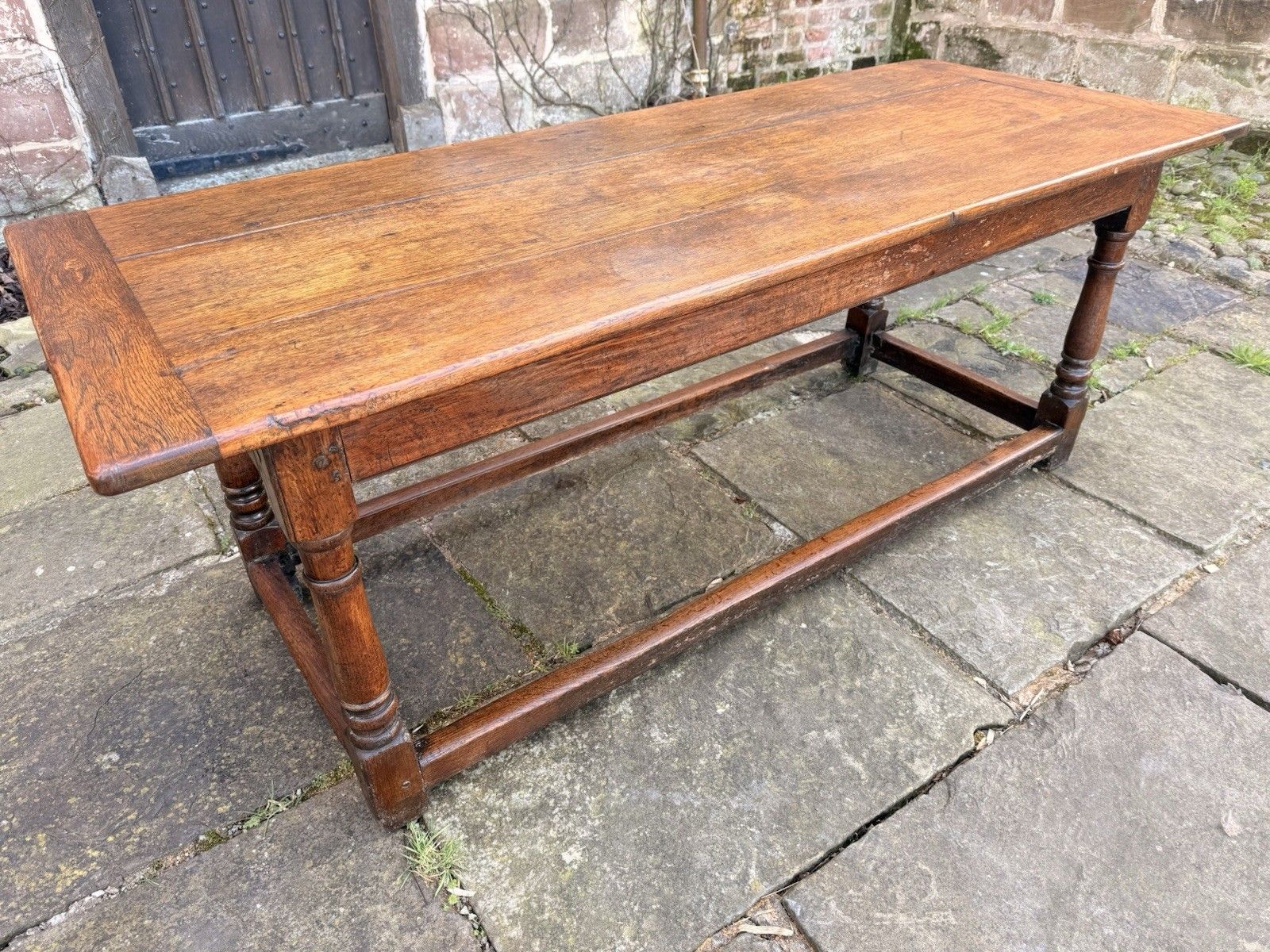 Antique English Country Rustic Farmhouse Refectory  Kitchen Dining Table C1850 photo vintage