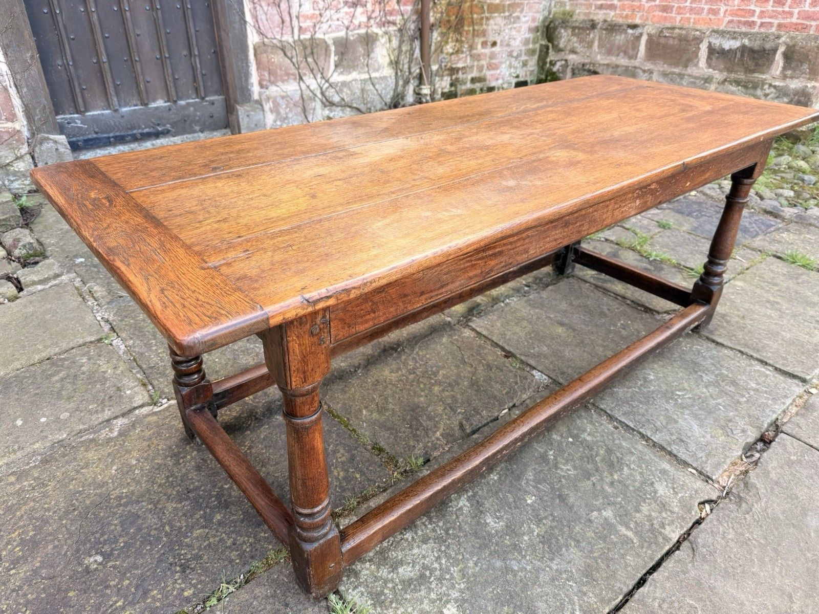 photo furniture Antique English Country Rustic Farmhouse Refectory  Kitchen Dining Table C1850