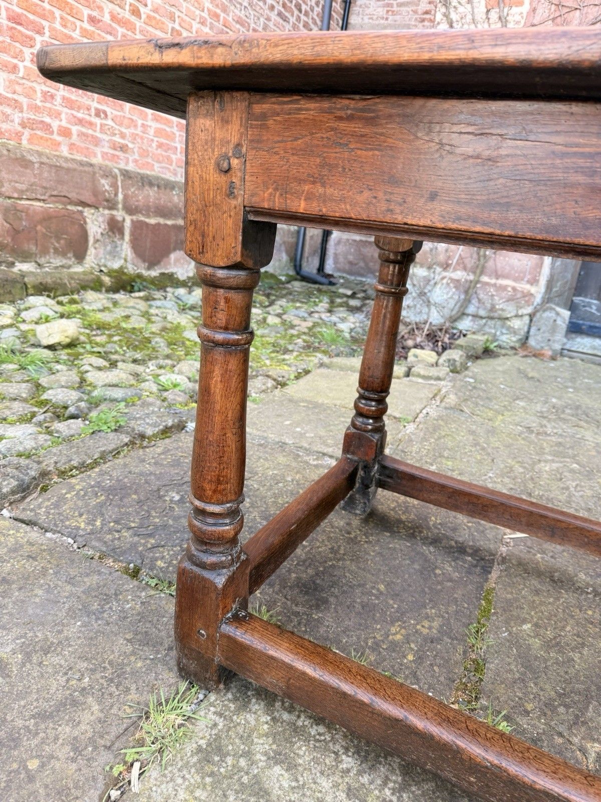 photo vintage Antique English Country Rustic Farmhouse Refectory  Kitchen Dining Table C1850