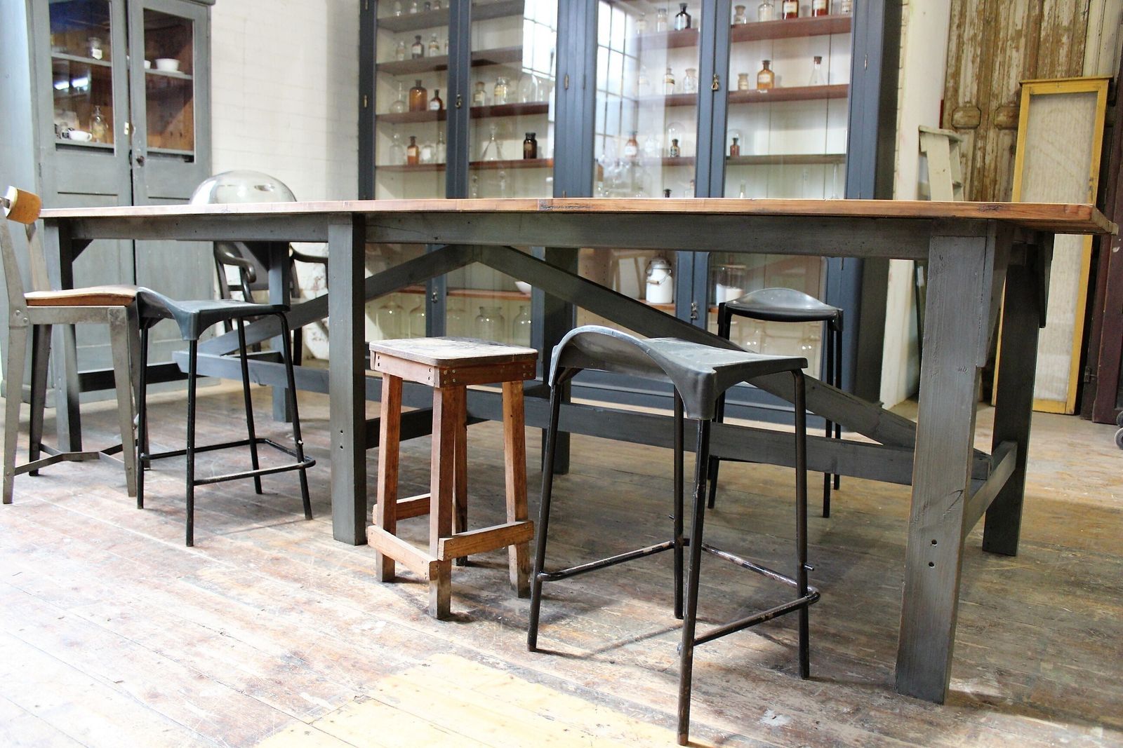 Large Old Factory Table/Kitchen Island Vintage Industrial Salvage Restaurant Bar photo 2490.0