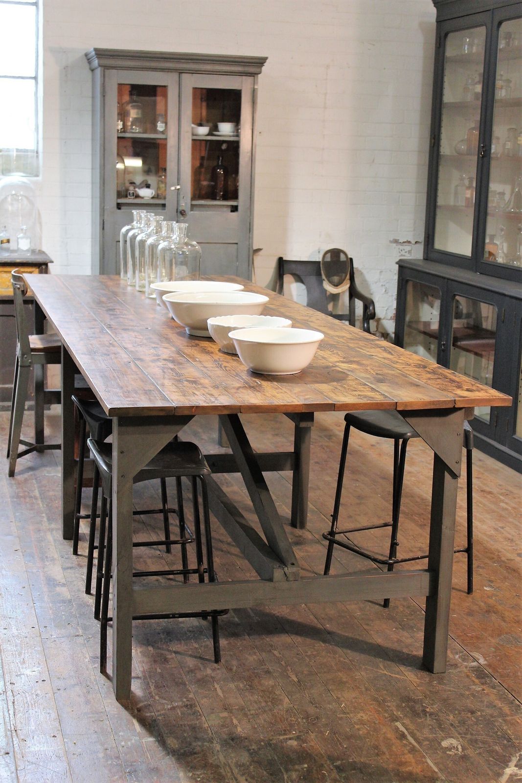 2490.0 Large Old Factory Table/Kitchen Island Vintage Industrial Salvage Restaurant Bar photo