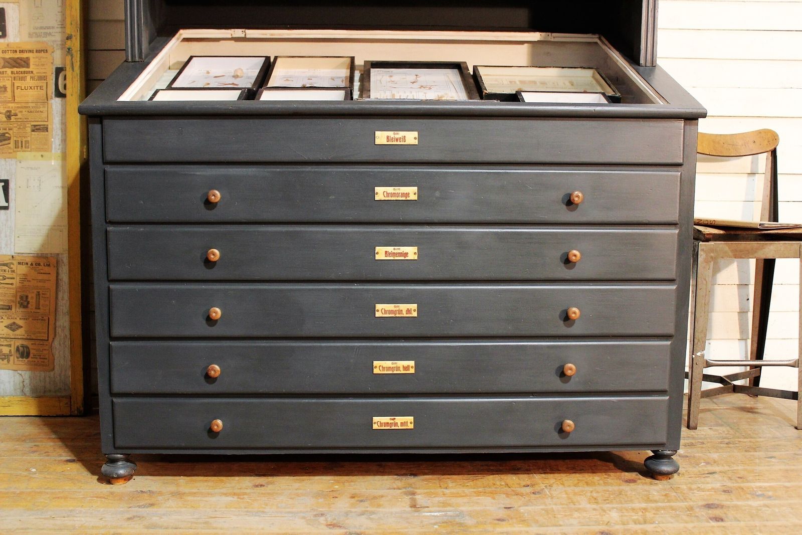 Large Old Painted German Chemists/Pharmacy/Shop Display Cabinet Multi Drawer photo furniture