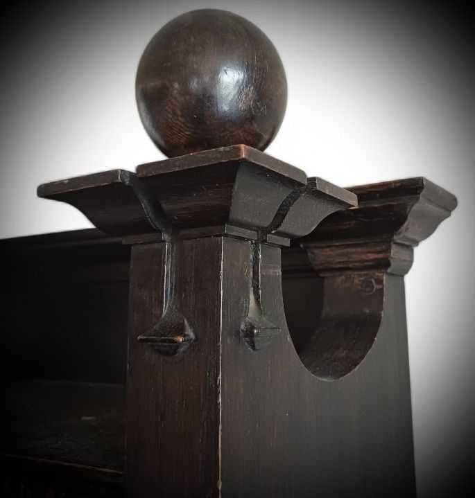 Arts And Crafts Bookcase In Dark Stained Oak photo for sale