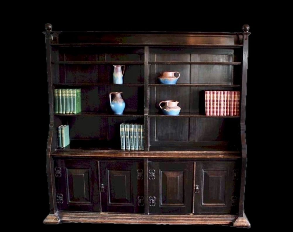 Arts And Crafts Bookcase In Dark Stained Oak photo vinterior