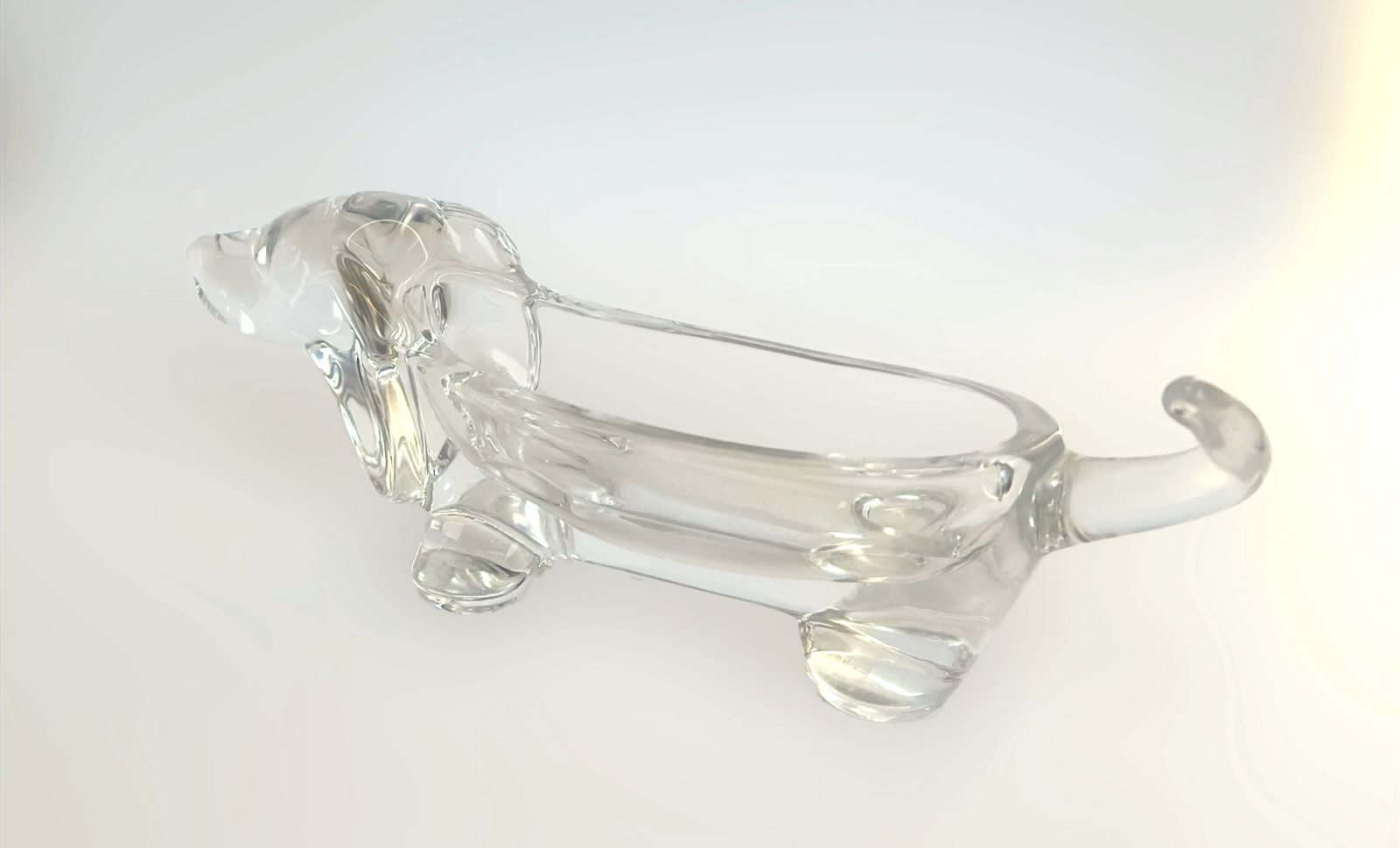 1970's Crystal Glass Dachshund / Basset Dog By Art Vannes   France